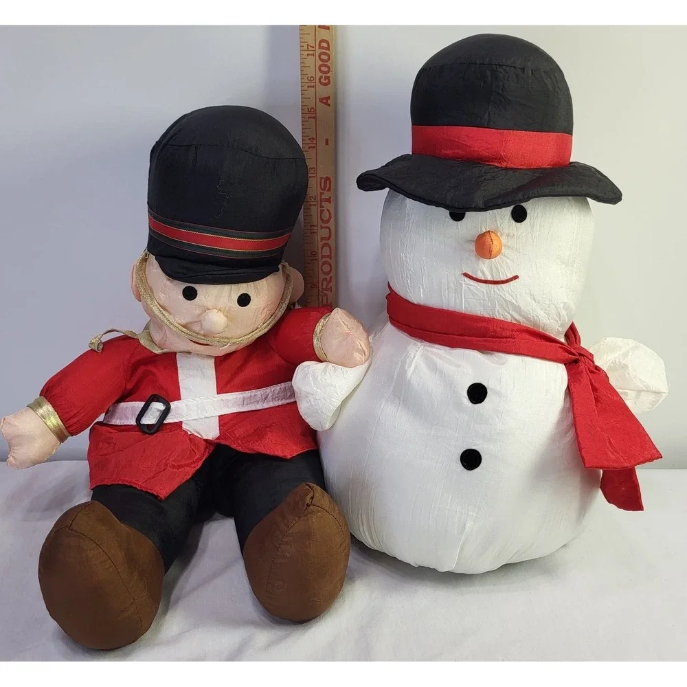 International Silver Nylon Parachute Christmas Snowman & Soldier Plush Set 18